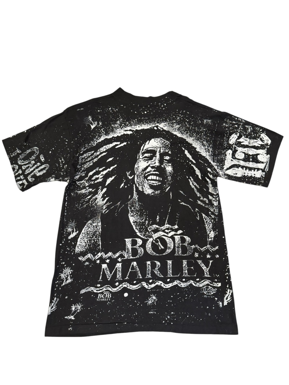 Vintage Bob Marley Single Stitch AOP Graphic Tee Black White 100% Cotton Large - Picture 2 of 14